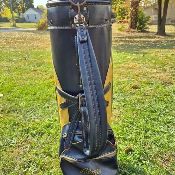 Vintage Arnold Palmer Leather 6-Way Cart Bag w/ Carry Strap - Picture 1 of 9